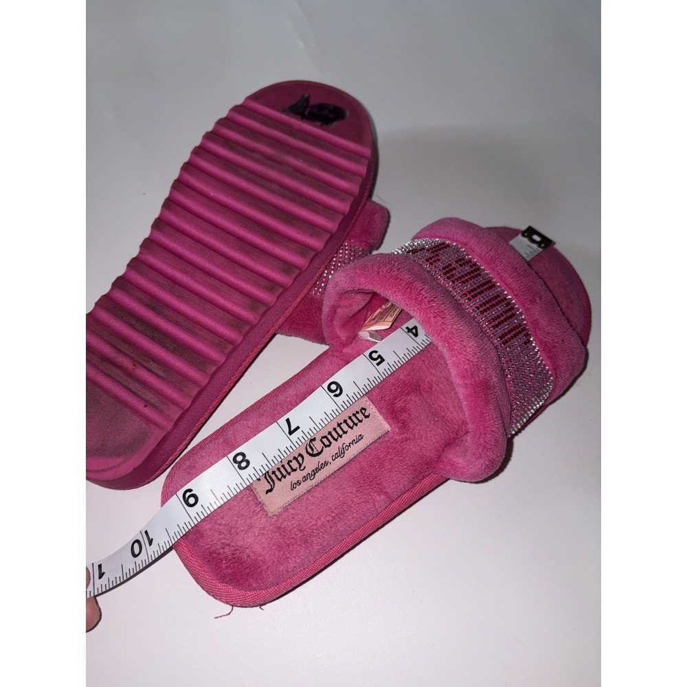 Juicy Couture, Slippers, y2k style fuzzy Hot Pink, Rhinestones, Size Small - Picture 4 of 5